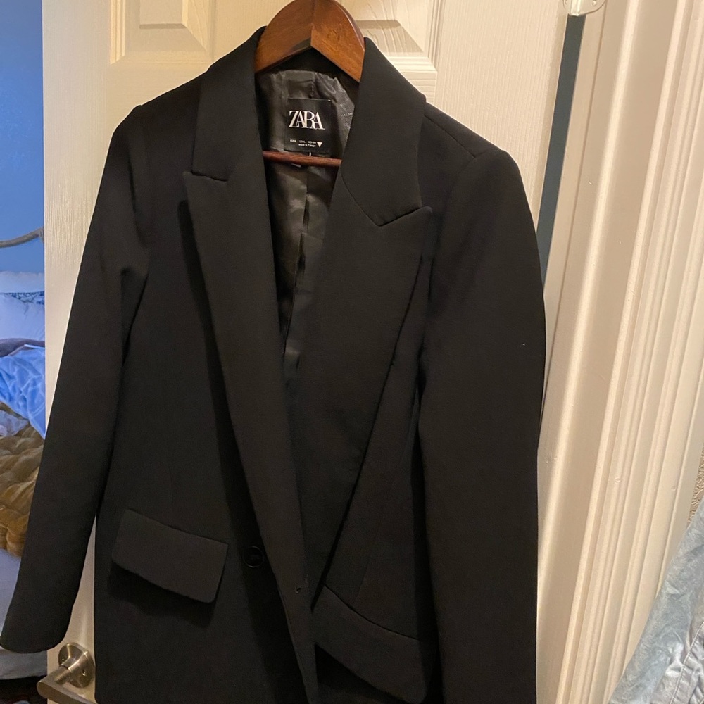 Zara Basic Black Oversized Blazer - Size Large - image 7